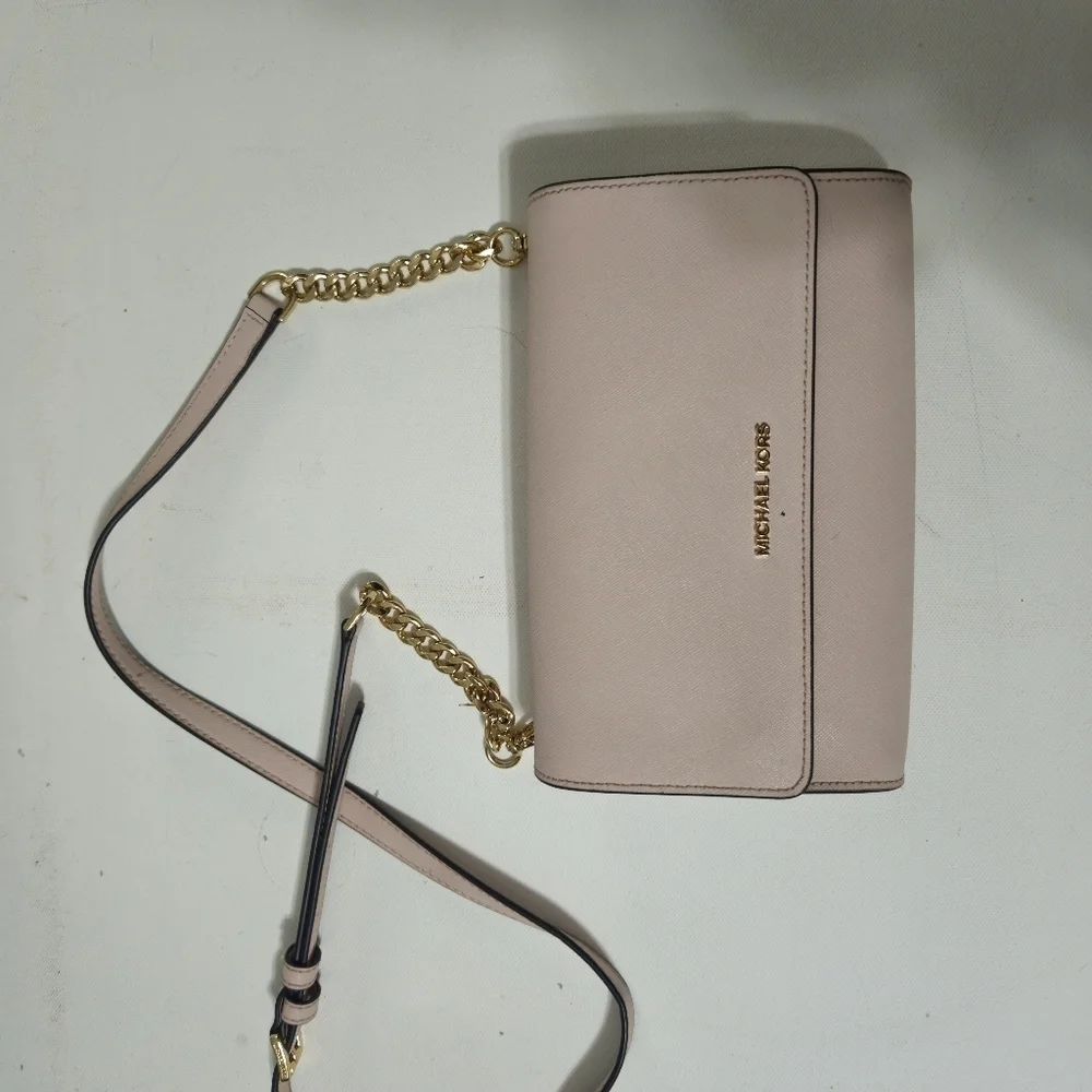 Michael Kors Blush Crossbody Bag with Gold Chain
